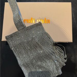 Cult Gaia Sparkling Silver Rhinestone Wristlet